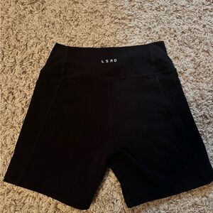 LSKD High-Waist Black Women's Performance Shorts- has pockets